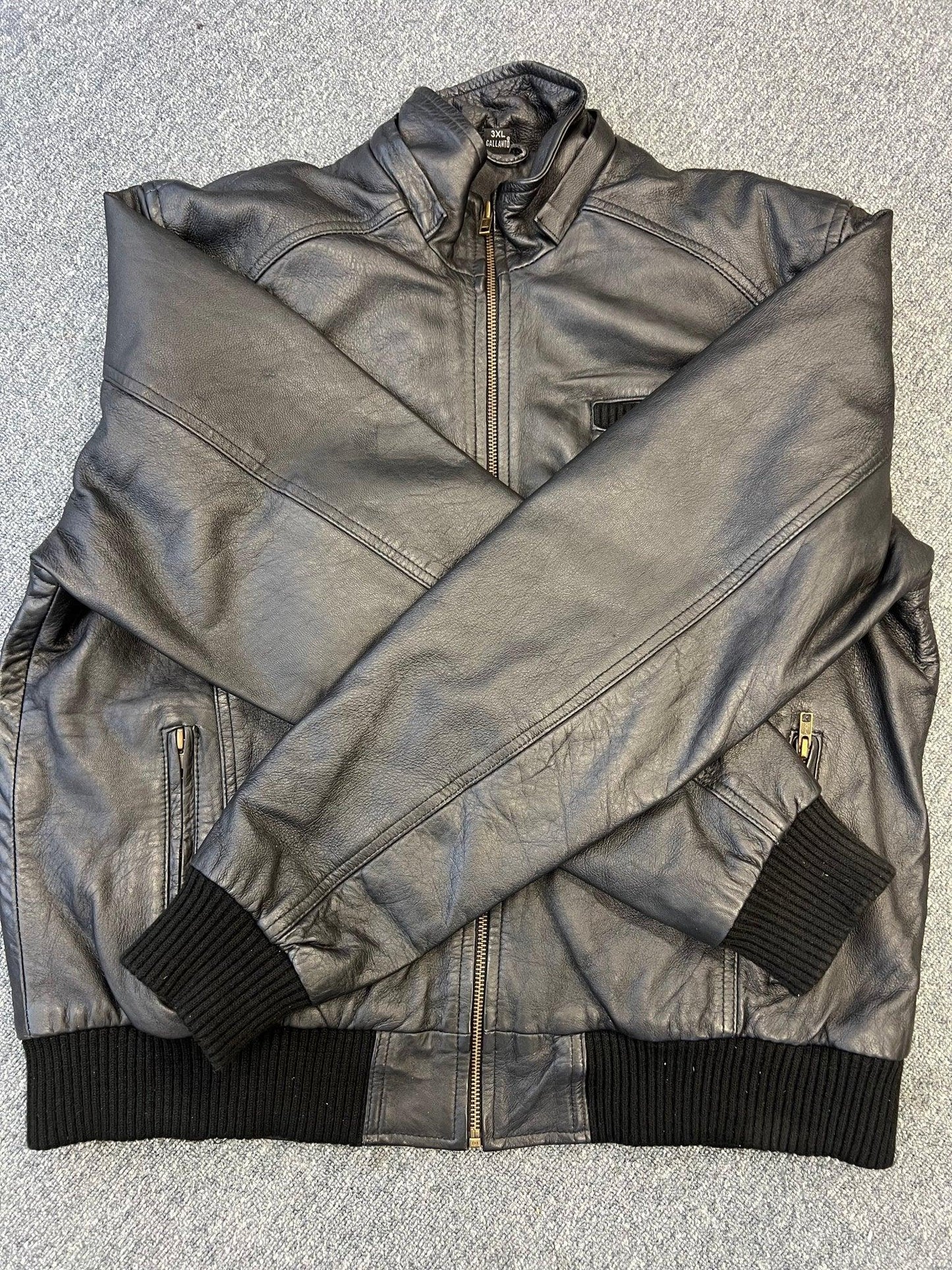 bomber black leather jacket -
