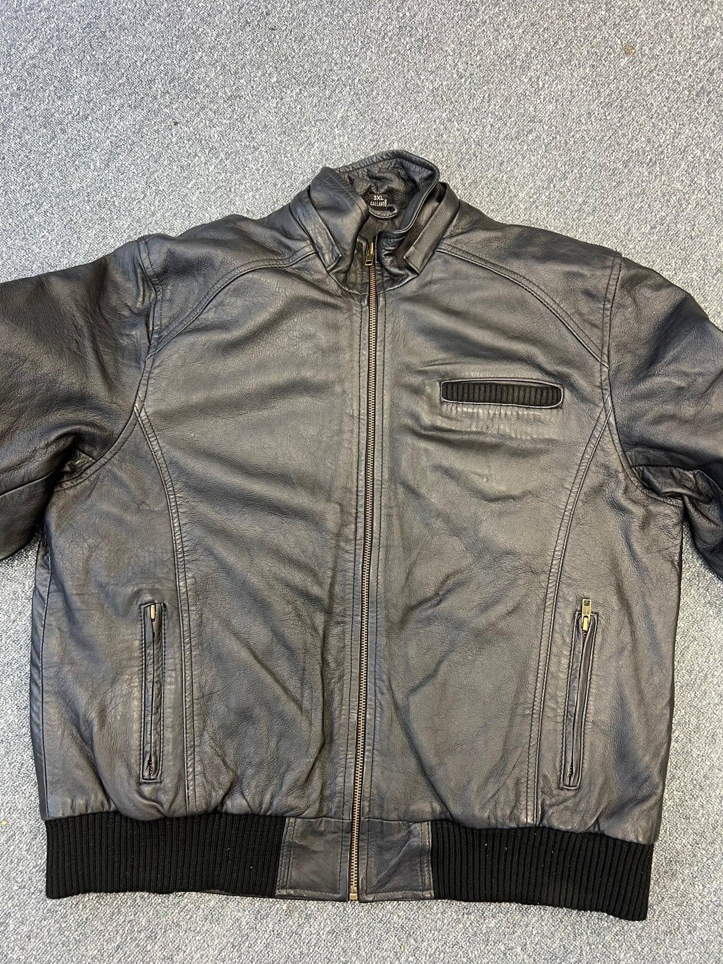 bomber black leather jacket -