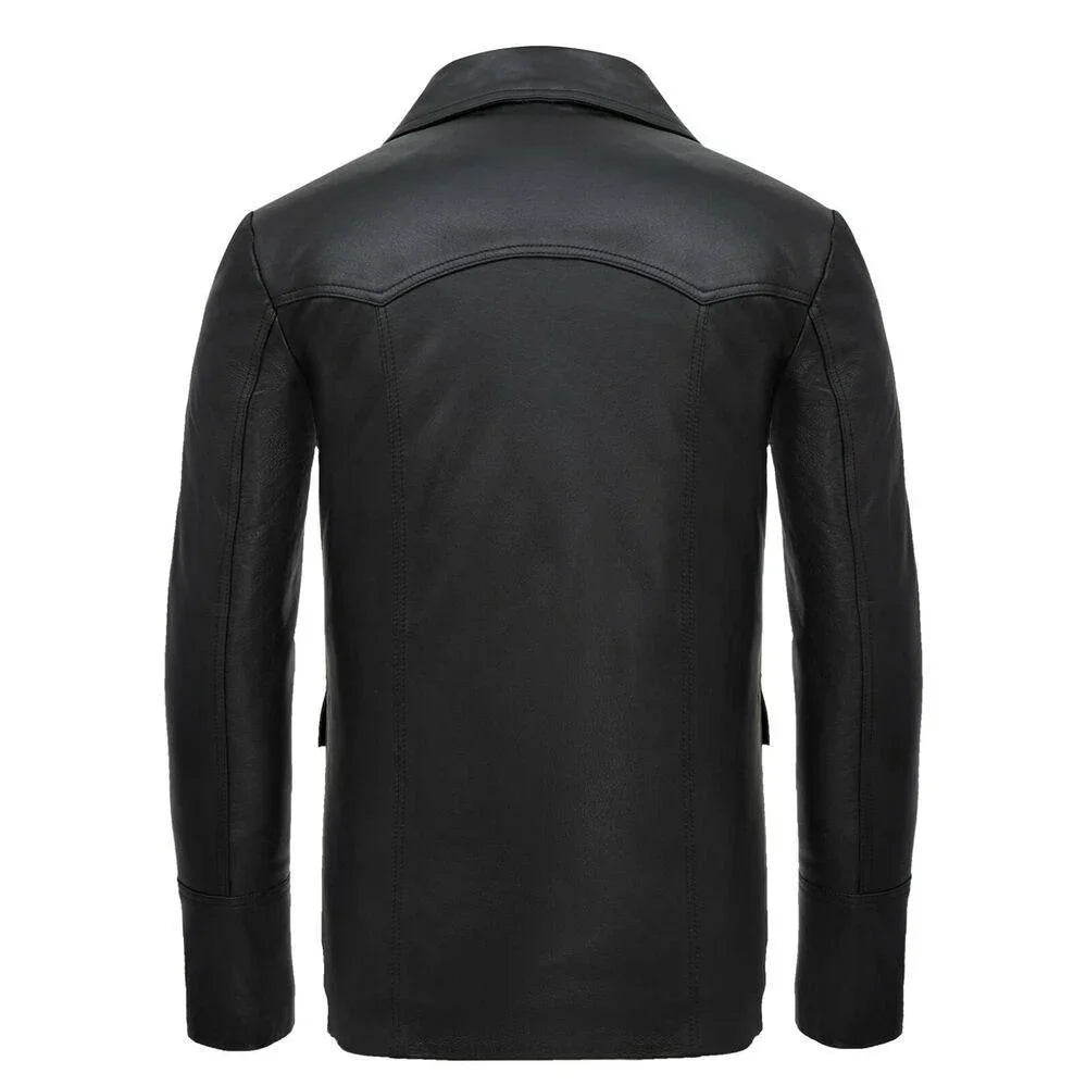 brad pitt fight club black leather jacket fashion blazer -