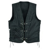 Braided Mens Leather Waistcoat Motorcycle Biker Vest Black with Hooks -