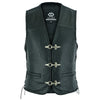 Braided Mens Leather Waistcoat Motorcycle Biker Vest Black with Hooks -