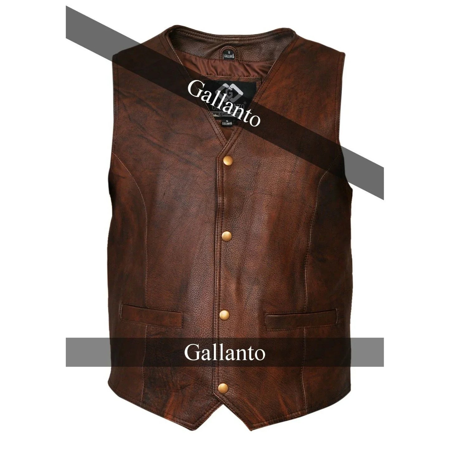 brown classic mens motorcycle leather waistcoat biker -