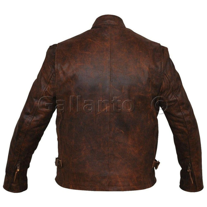 Brown Classic Racer Biker Leather Jacket -