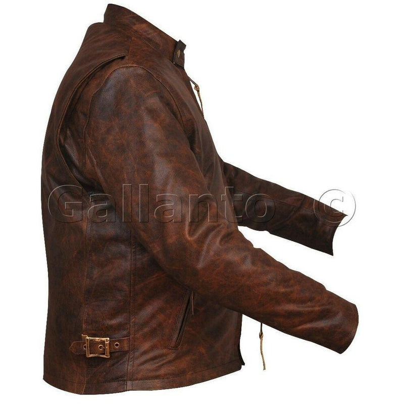 Brown Classic Racer Biker Leather Jacket -