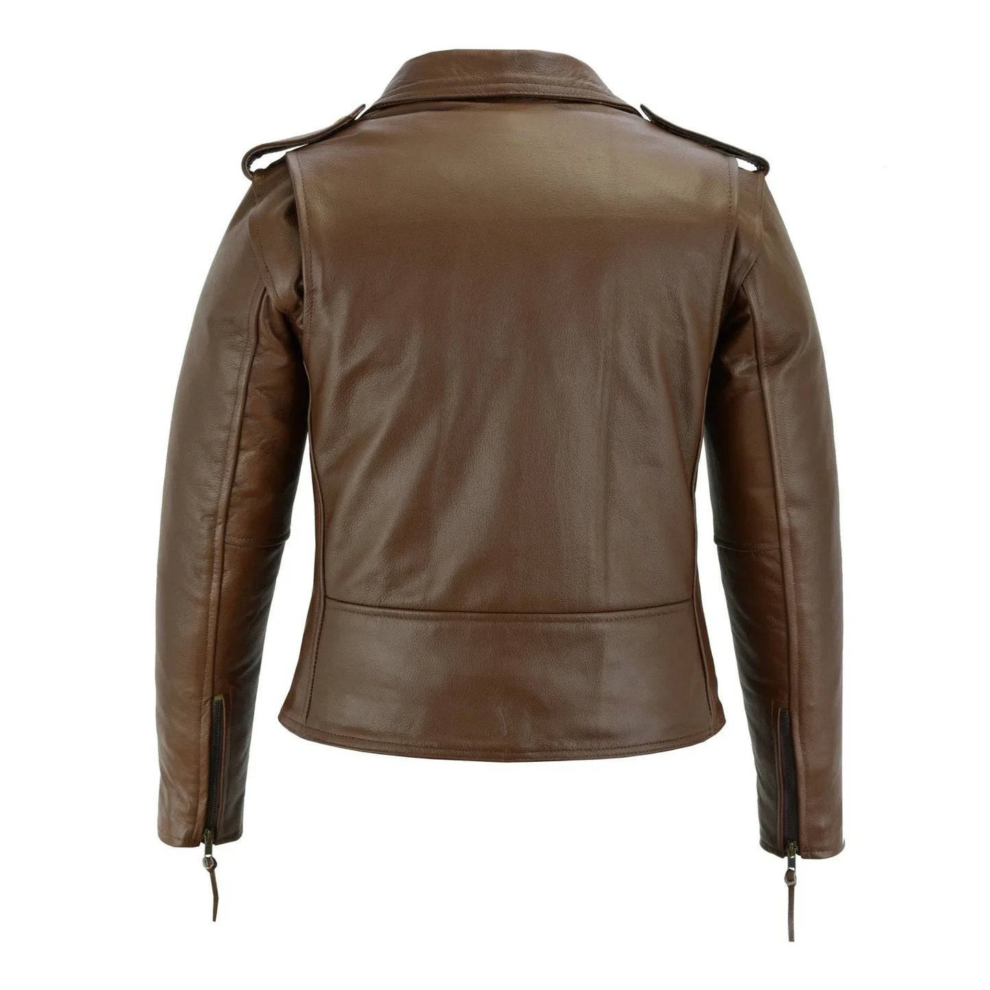 brown classic womens brando motorcycle leather jacket ladies biker cowhide -