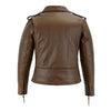 Brown Classic Womens Brando Motorcycle Leather Jacket Ladies Biker Cowhide -