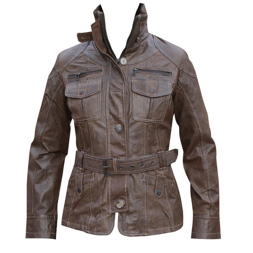 Brown Ladies Vinatge Fashion Leather Jacket -