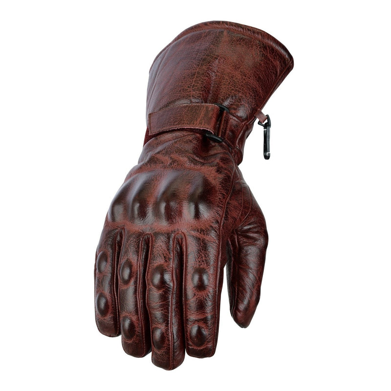 Brown Motorcycle Armored Thinsulate Leather Gloves -