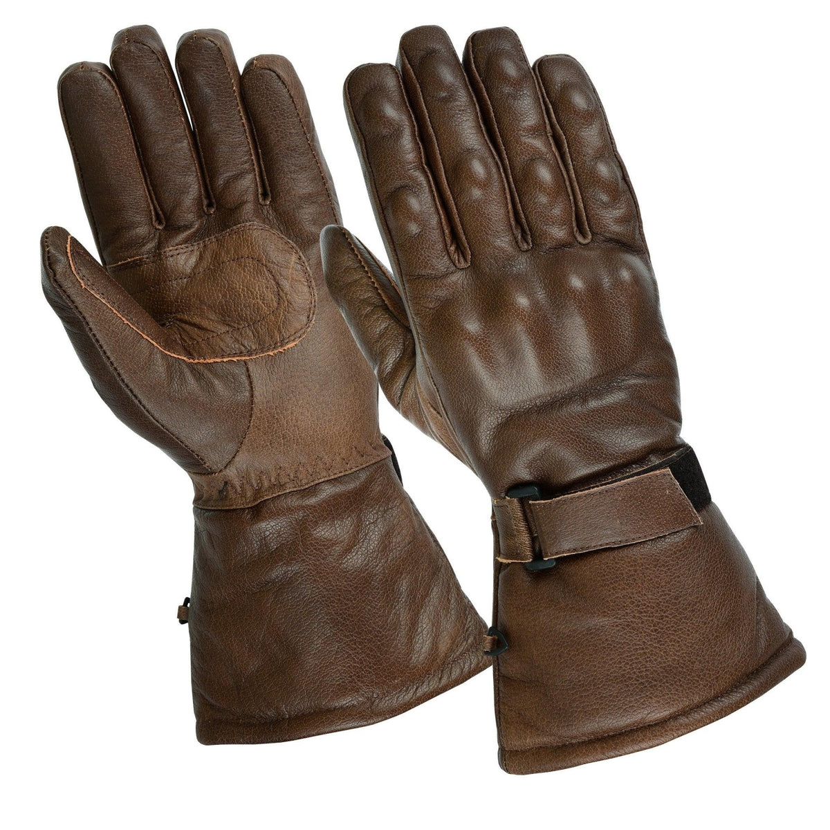 Brown Motorcycle Armored Thinsulate Leather Gloves -