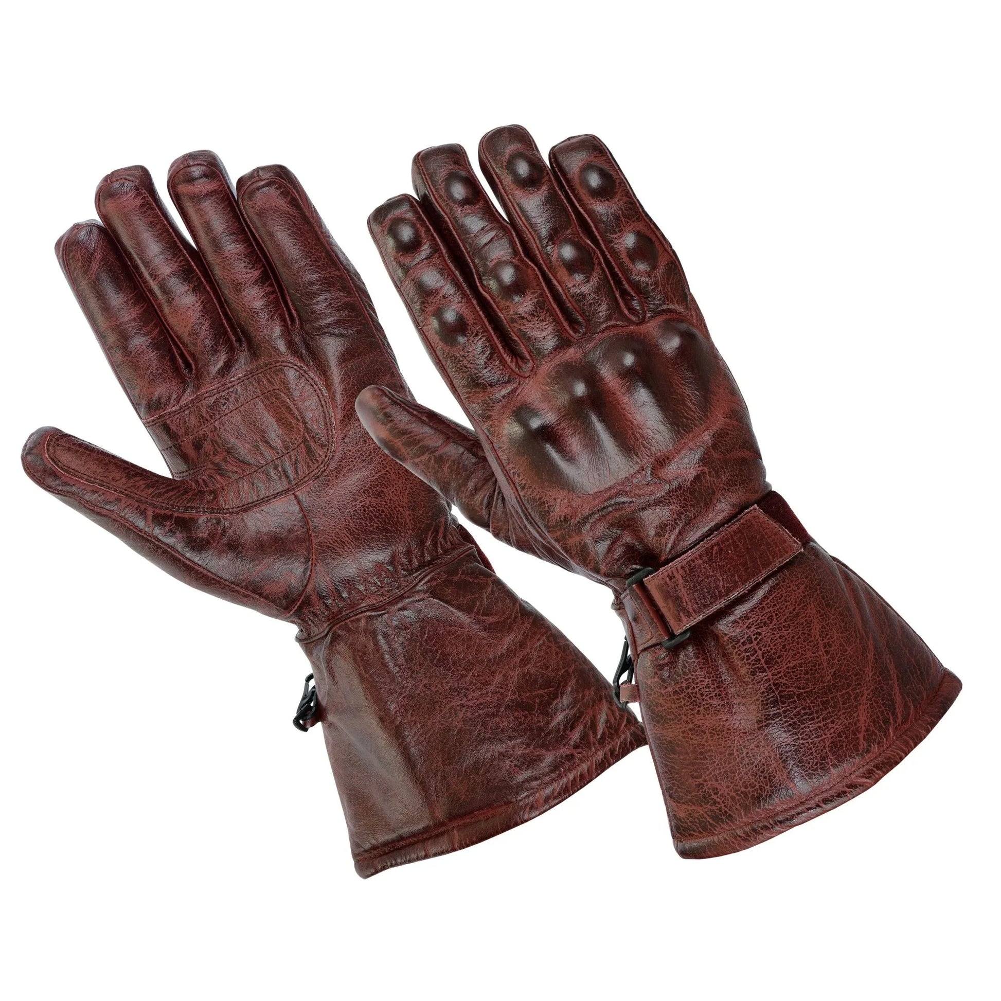 Brown Motorcycle Armored Thinsulate Leather Gloves -