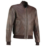 Brown Perforated Bomber Jacket -