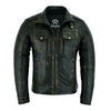 Brushed Antique Brown Vintage Cafe Retro Biker Leather Jacket Motorcycle Wax -