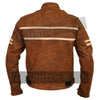 Cafe Racer Vintage Brown Creme Stripe Biker Leather Jacket -