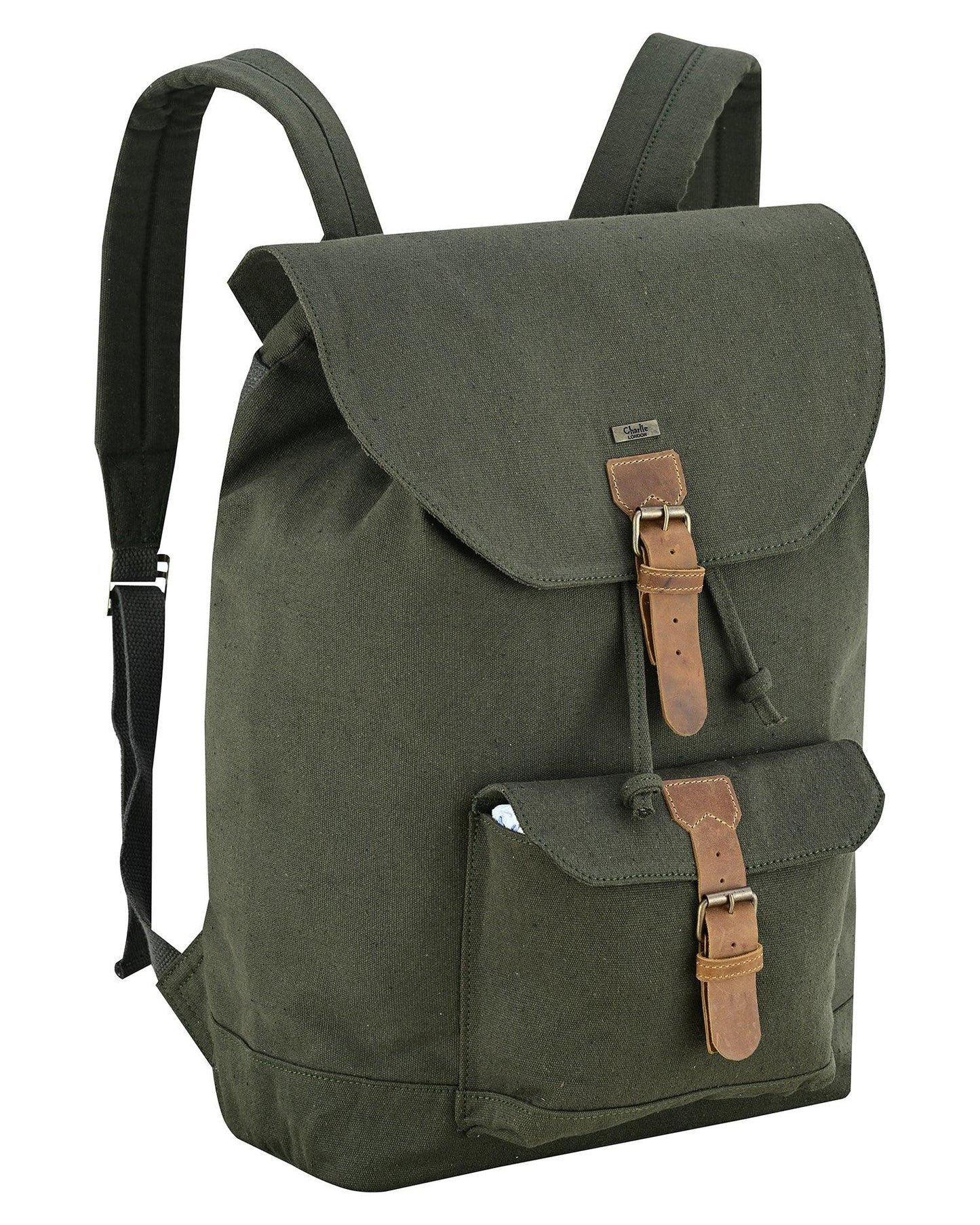 charlie london heritage canvas casual daypack, laptop backpack -