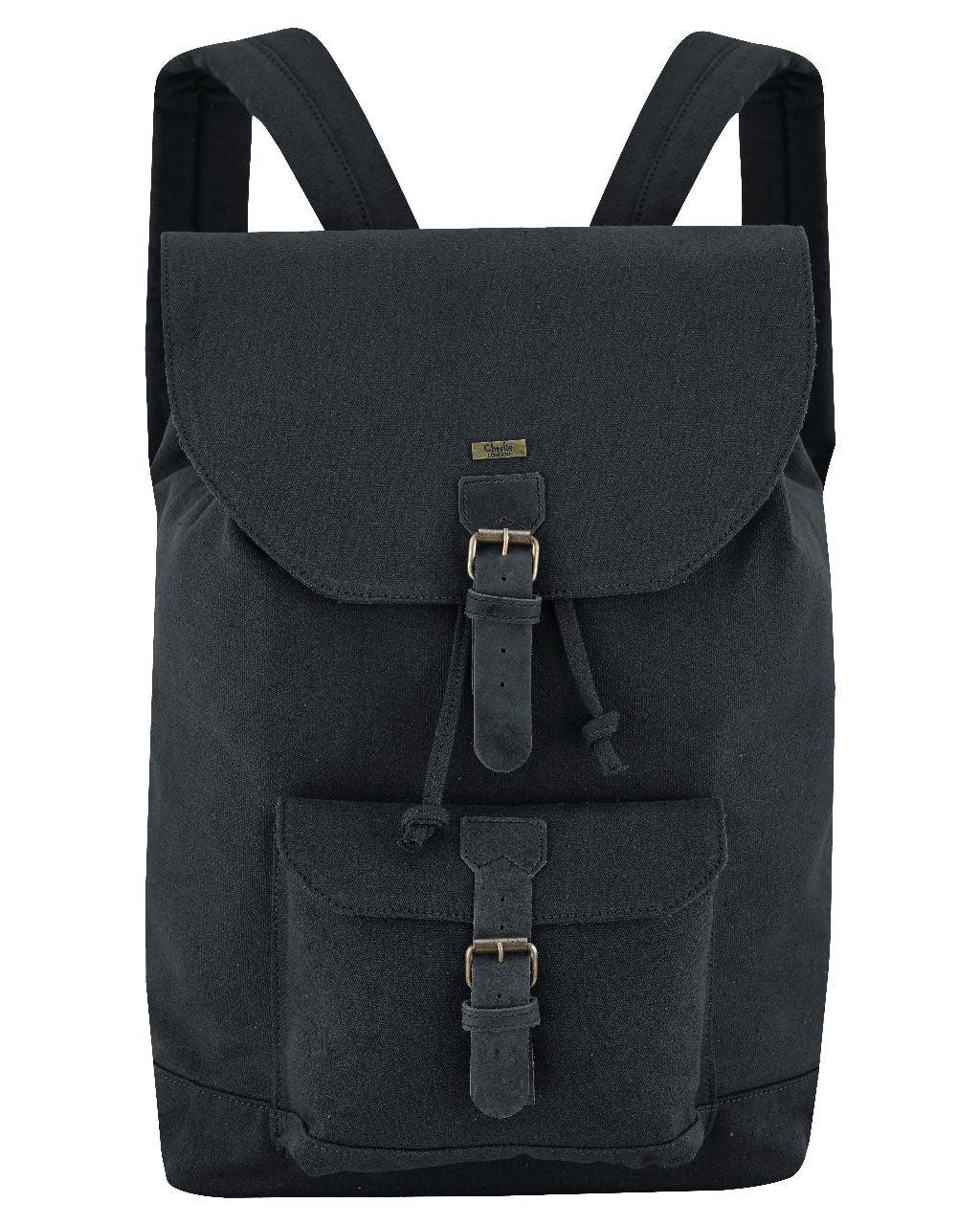 charlie london heritage canvas casual daypack, laptop backpack -