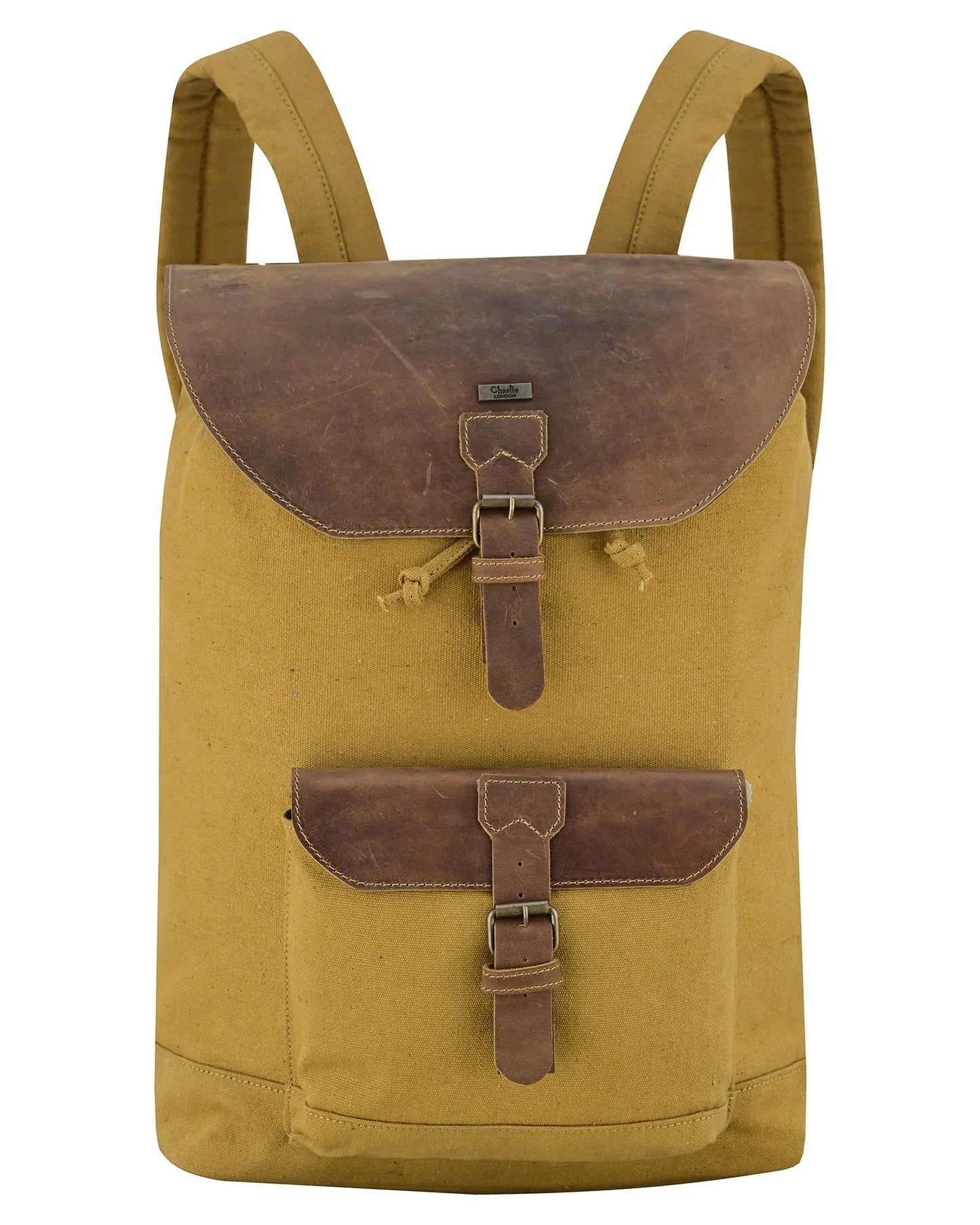 charlie london heritage canvas casual daypack, laptop backpack -