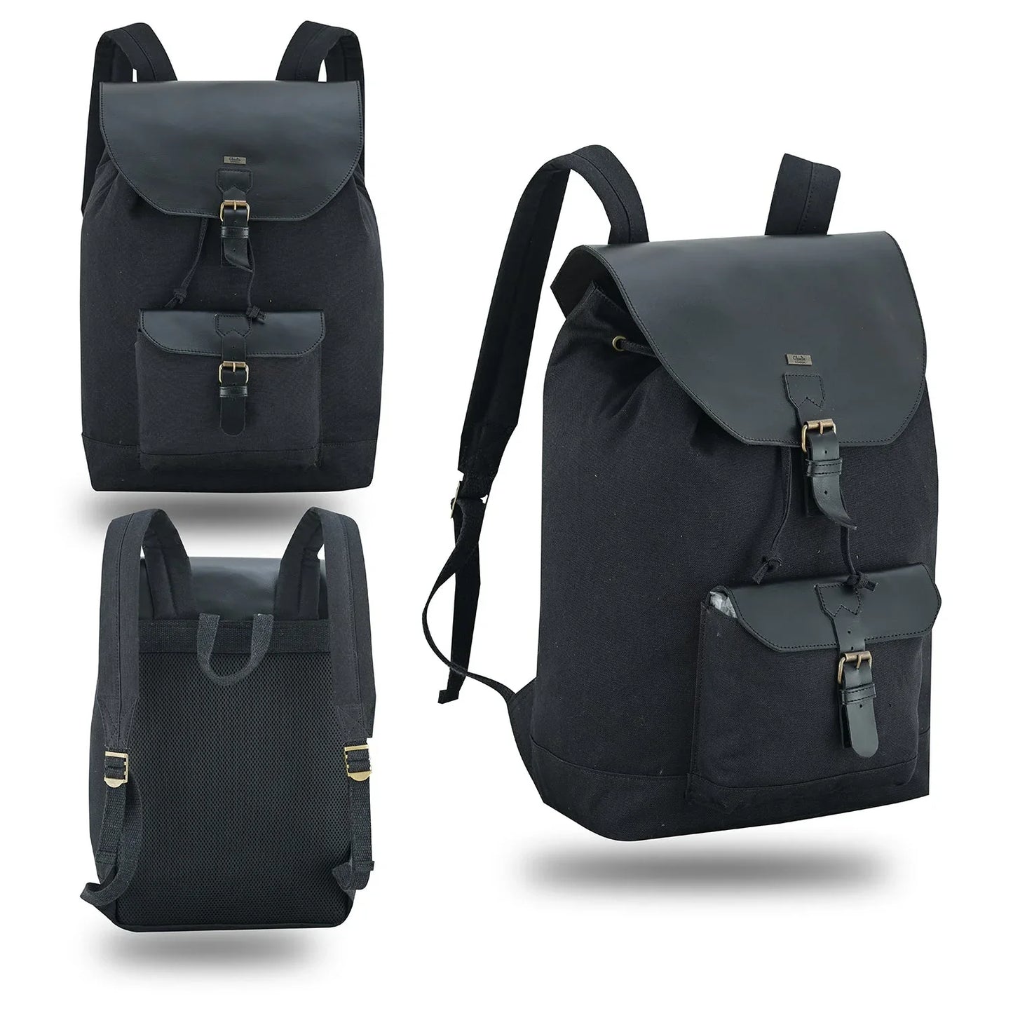 charlie london heritage canvas casual daypack, laptop backpack -