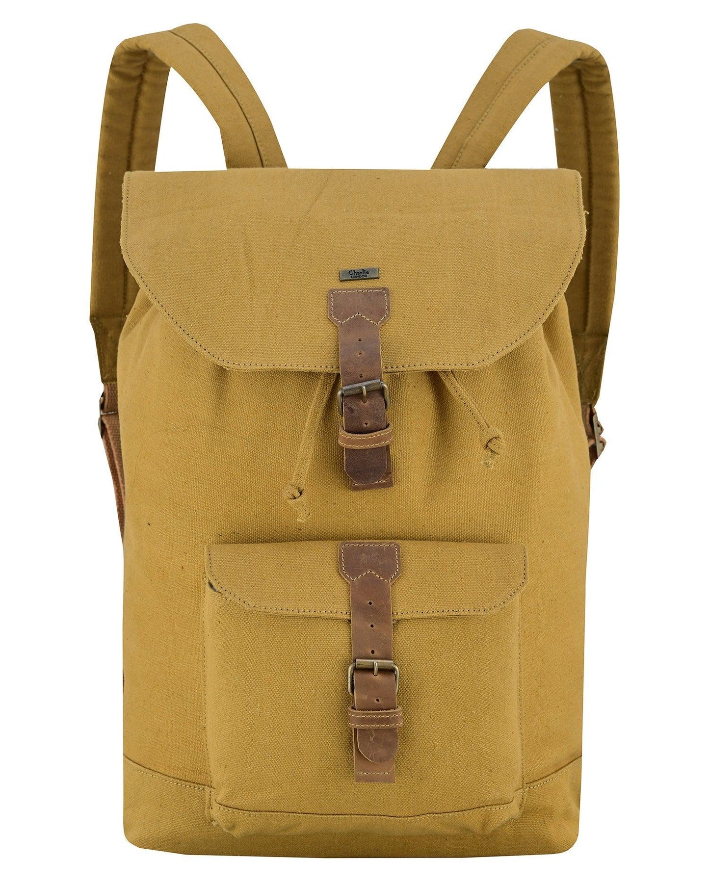 charlie london heritage canvas casual daypack, laptop backpack -