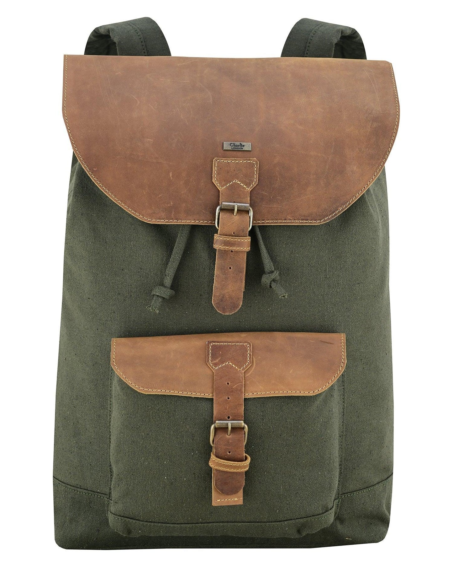charlie london heritage canvas casual daypack, laptop backpack -