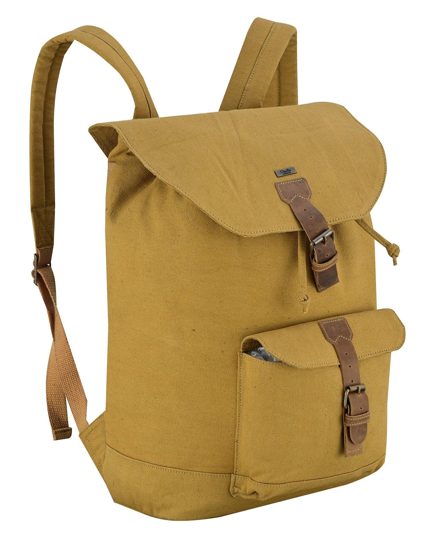 charlie london heritage canvas casual daypack, laptop backpack -