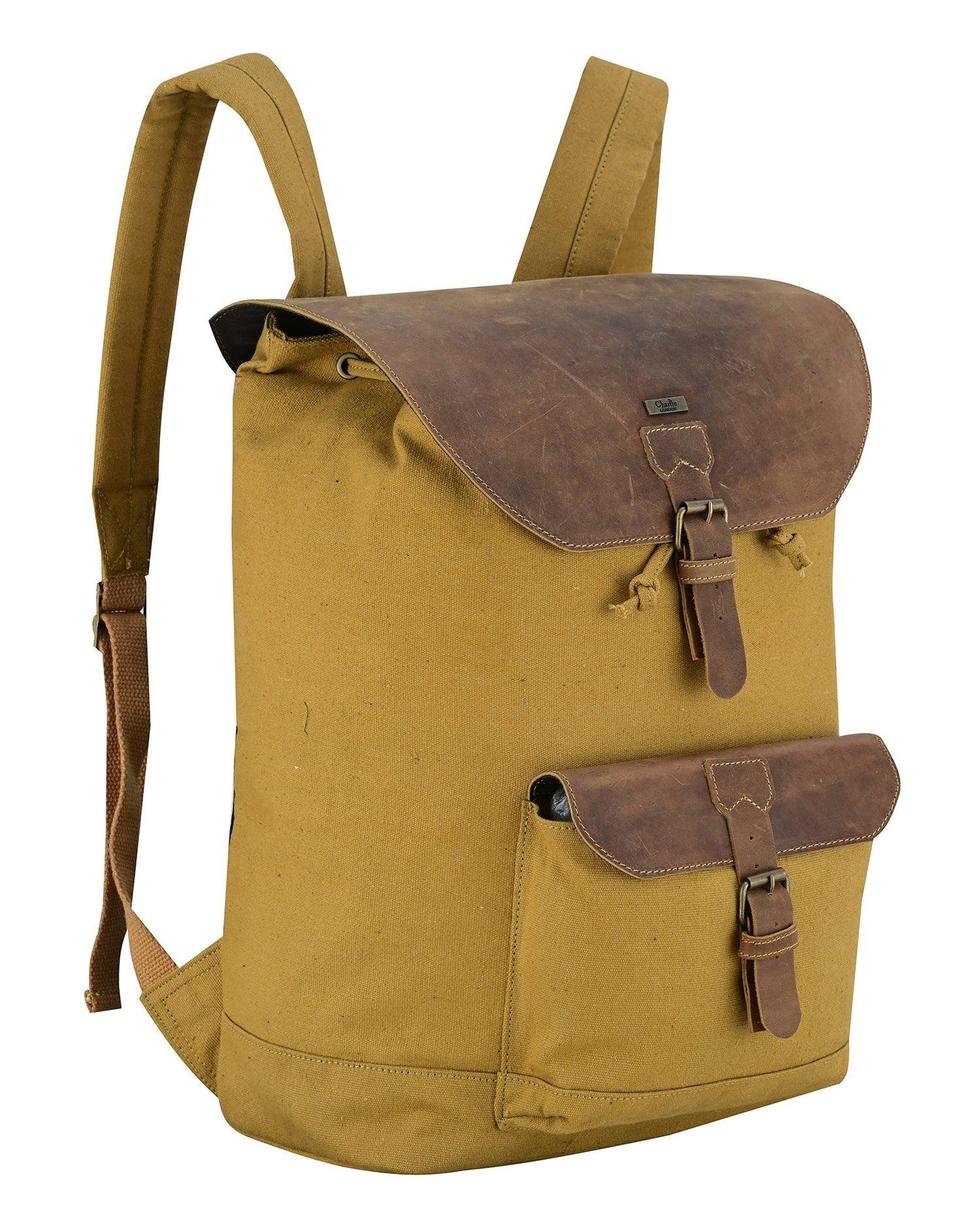 charlie london heritage canvas casual daypack, laptop backpack -