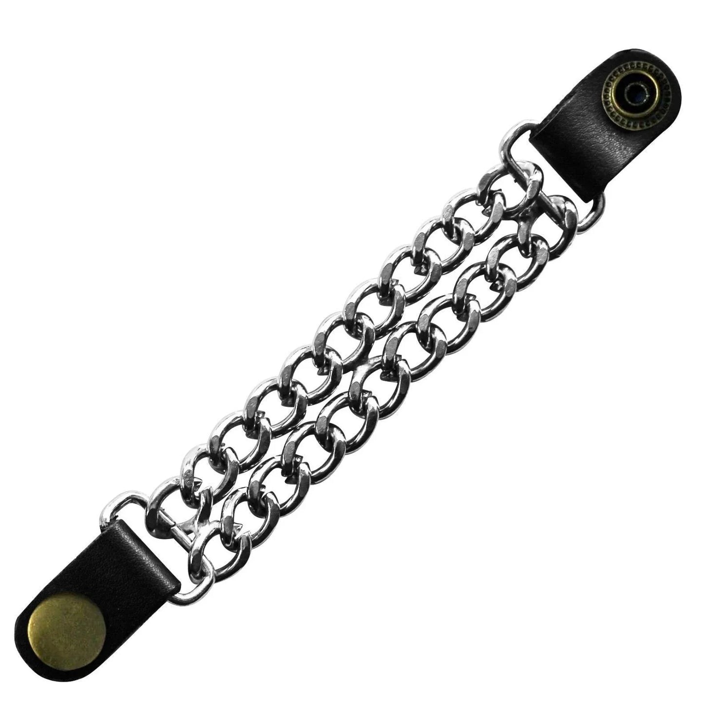 classic antique snap button leather silver chain vest extender -