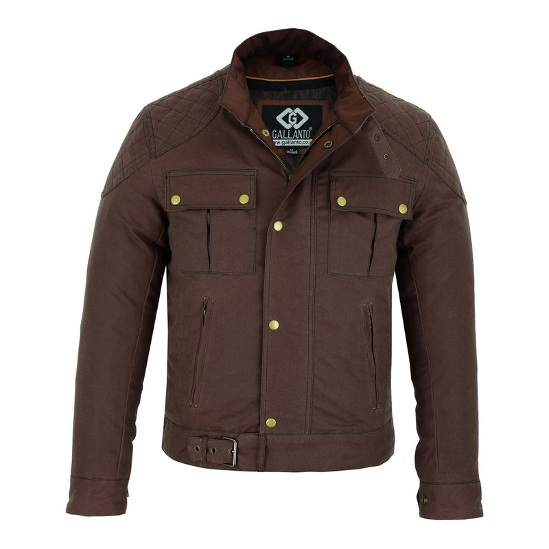 Classic Brown Waxed Cotton Motorcycle Jacket Textile Biker -