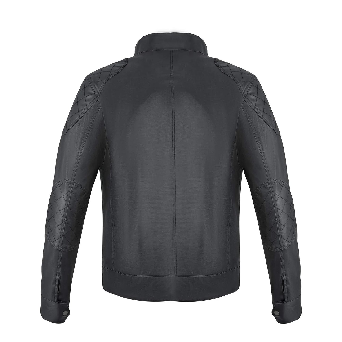 classic dark grey waxed cotton textile biker jacket -
