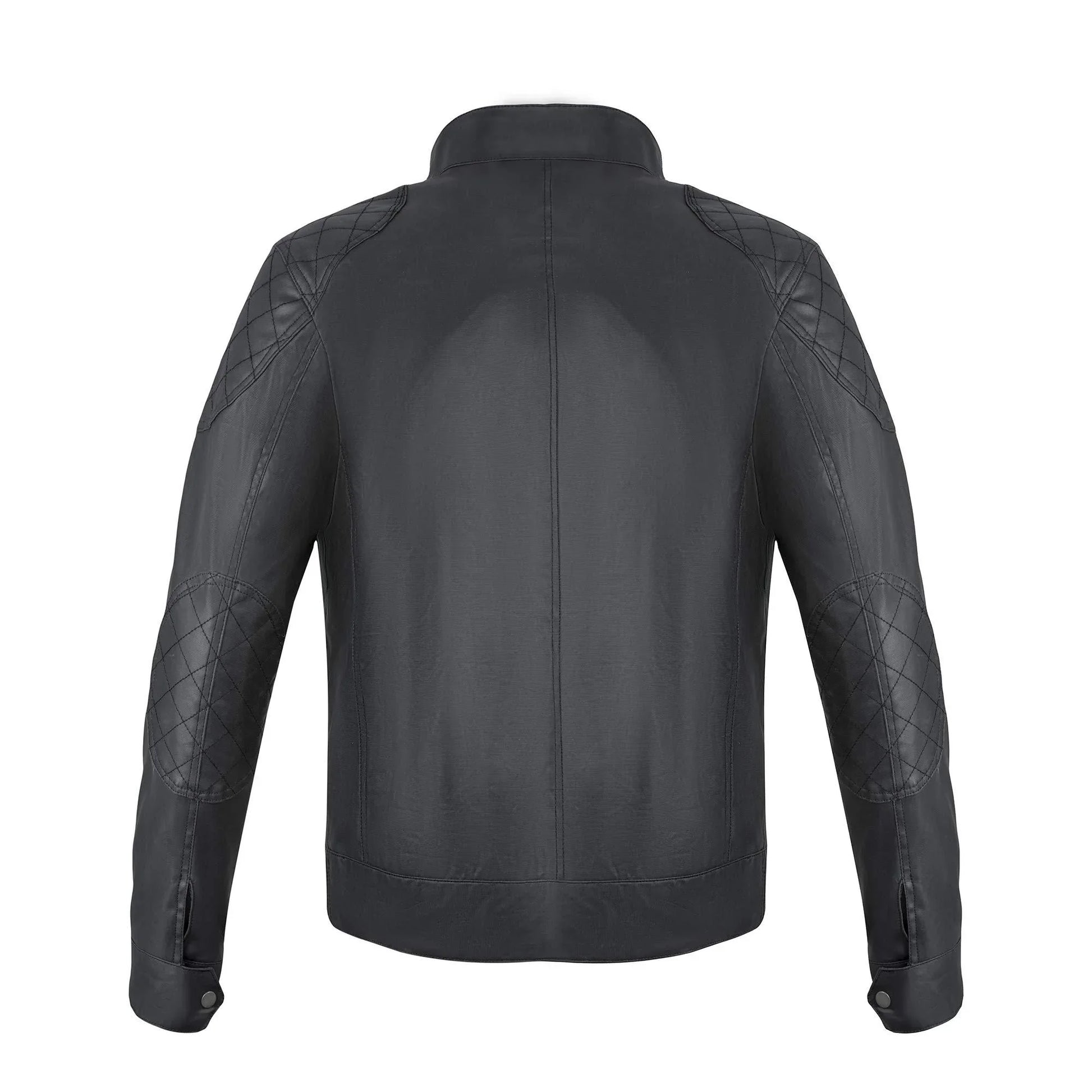 Classic Dark Grey Waxed Cotton Textile Biker Jacket -