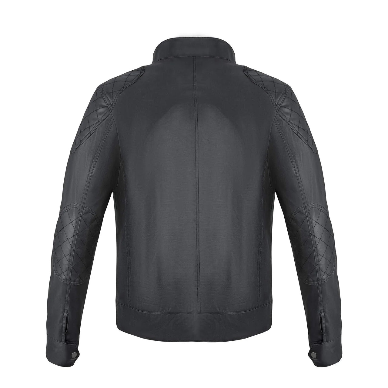 Classic Dark Grey Waxed Cotton Textile Biker Jacket -