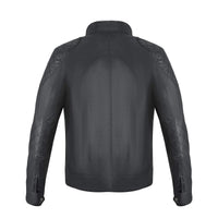 Classic Dark Grey Waxed Cotton Textile Biker Jacket -