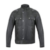 Classic Dark Grey Waxed Cotton Textile Biker Jacket -