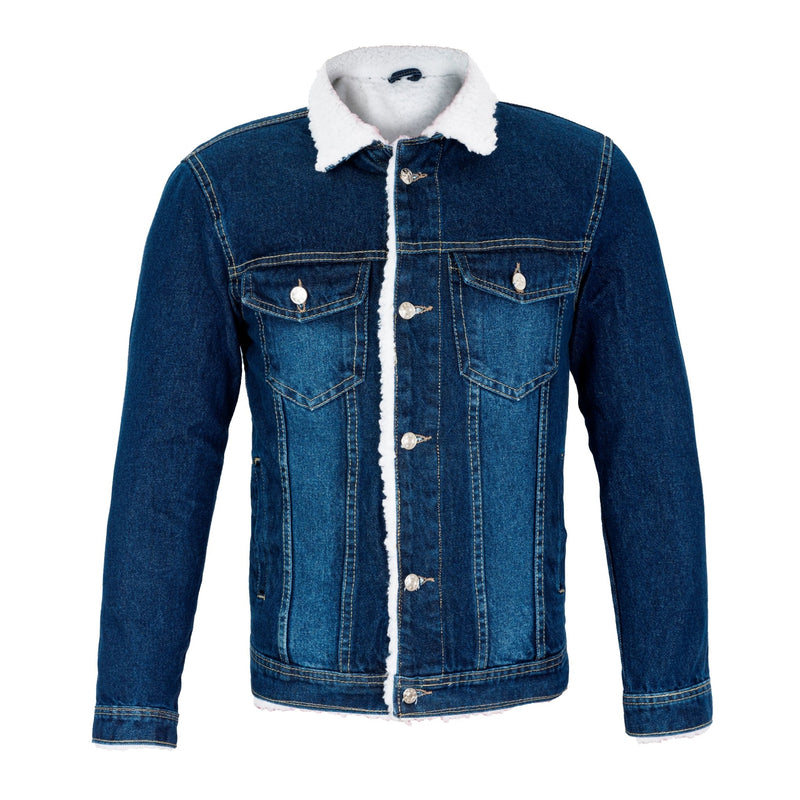 Classic Denim Sherpa Jacket in Blue -