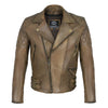 Classic Diamond Armoured Brown Biker Leather Jacket -