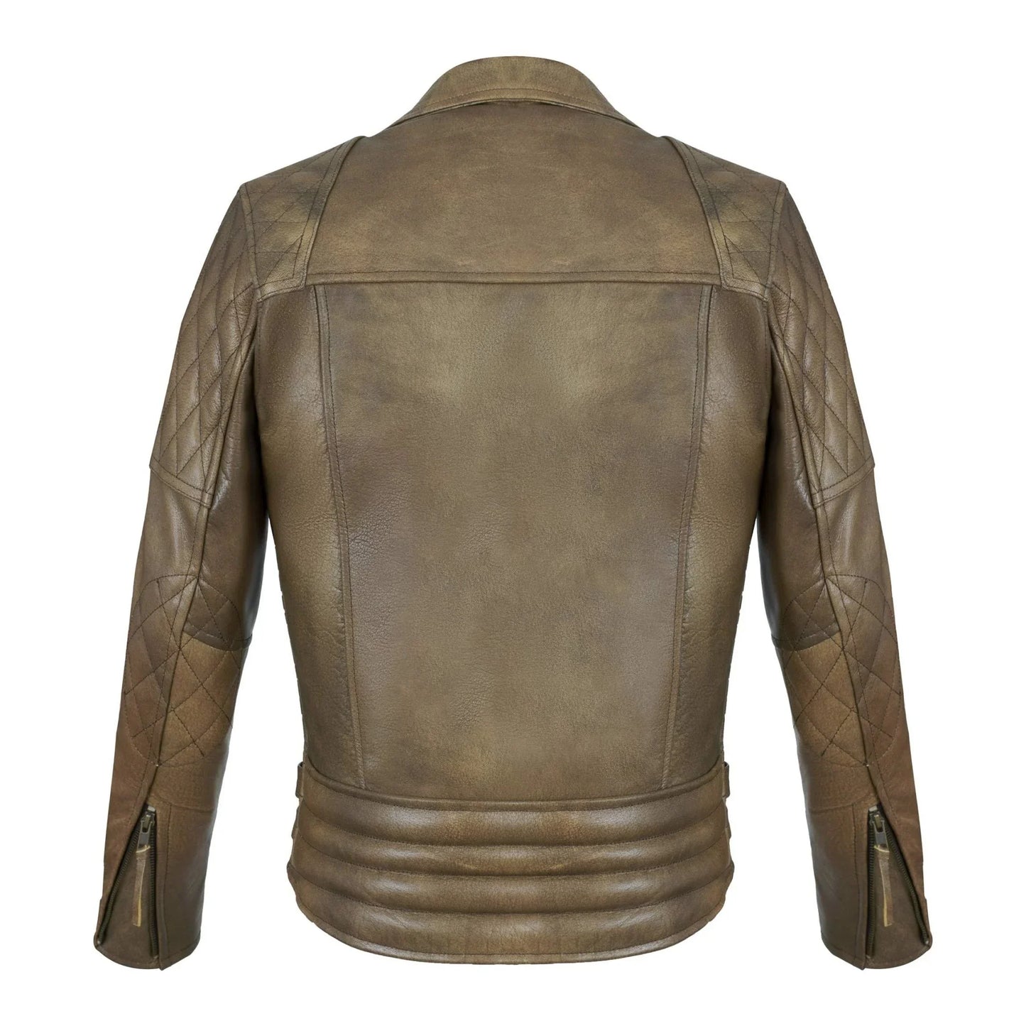 classic diamond armoured brown biker leather jacket -
