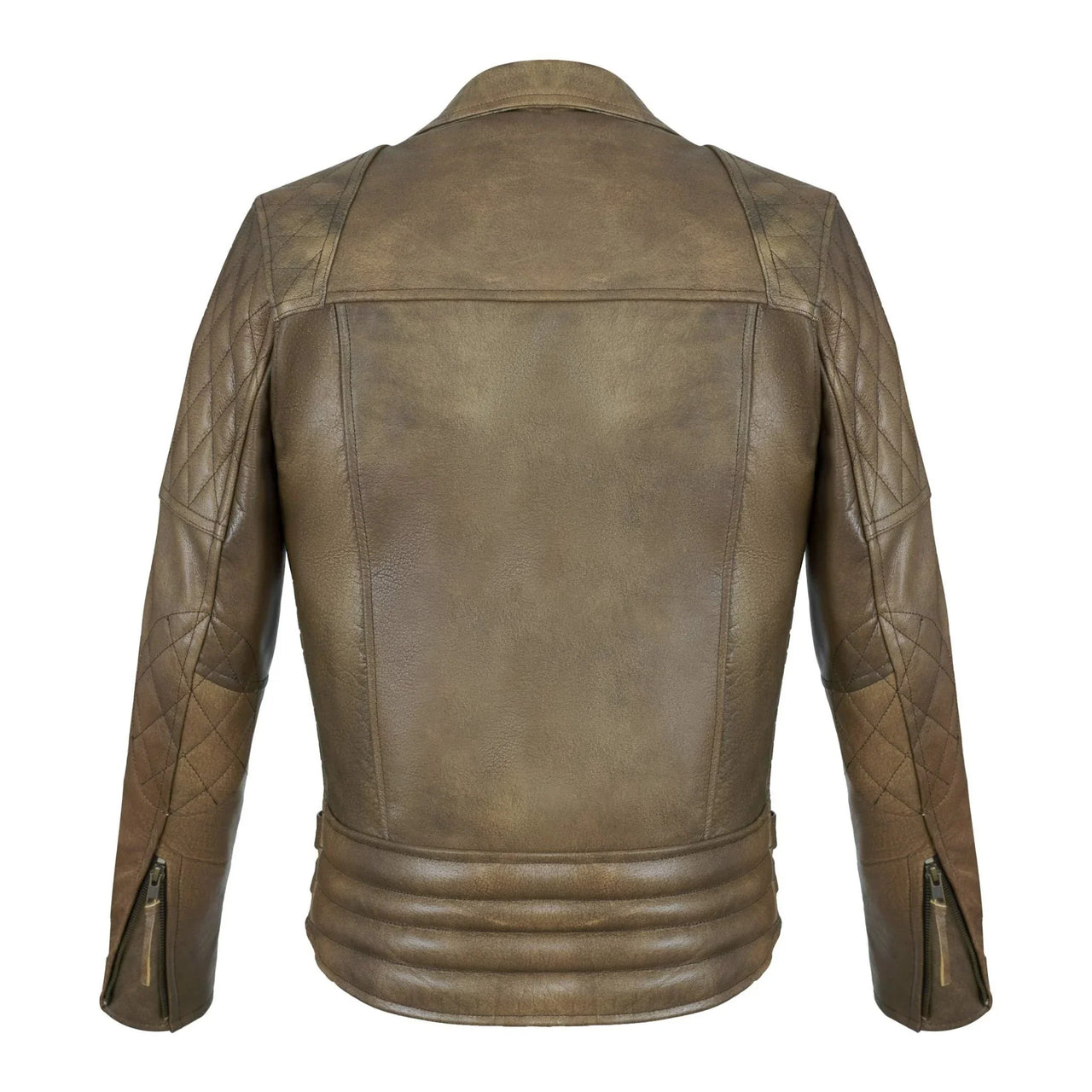 Classic Diamond Armoured Brown Biker Leather Jacket -