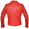 Classic Diamond Bright Red Armoured Motorcycle Biker Leather Jacket -