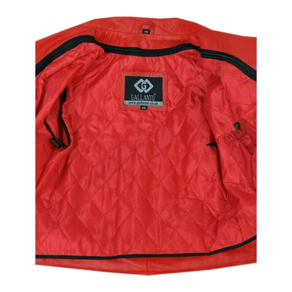 classic diamond bright red armoured motorcycle biker leather jacket -
