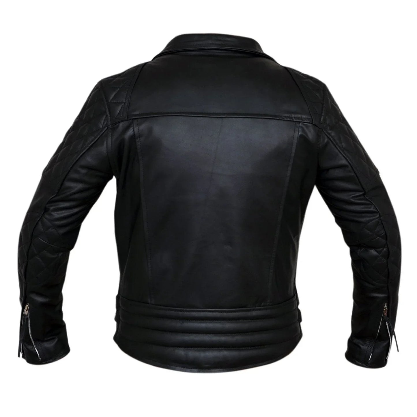 classic diamond motorcycle mens black leather jacket -