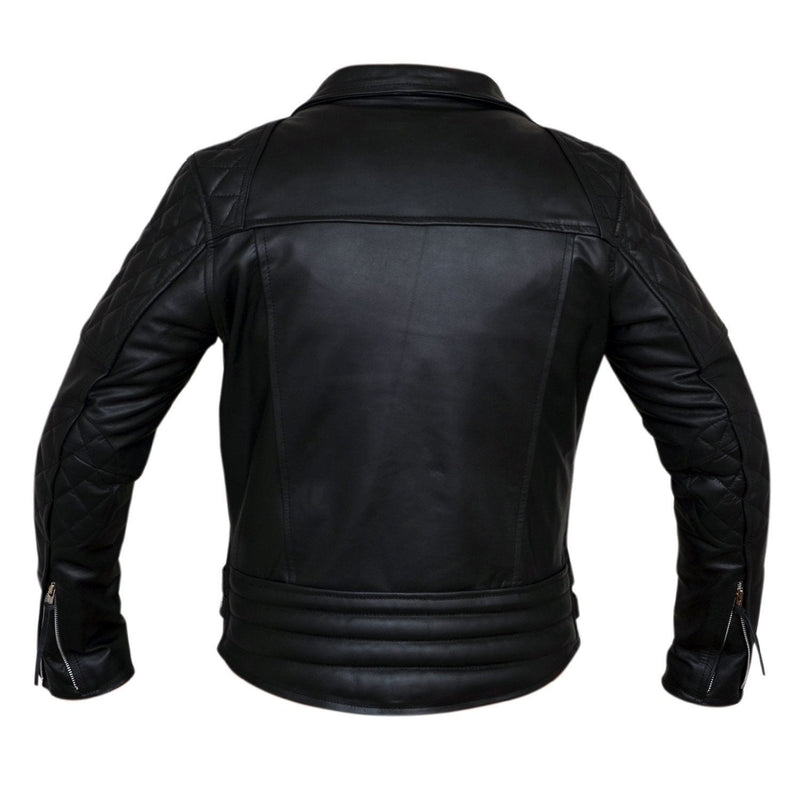 Classic Diamond Motorcycle Mens Black Leather Jacket -