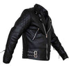 Classic Diamond Motorcycle Mens Black Leather Jacket -