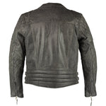 Classic Diamond Vintage Grey Biker Leather Jacket -