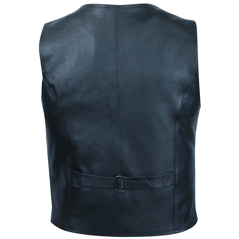 Classic Mens Black Motorcycle Leather Vest -