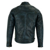 Classic Mens British Black Wax Striped Leather Biker Jacket -