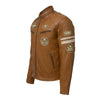 Classic Mens British Tan Motorcycle Leather Jacket With Badges -