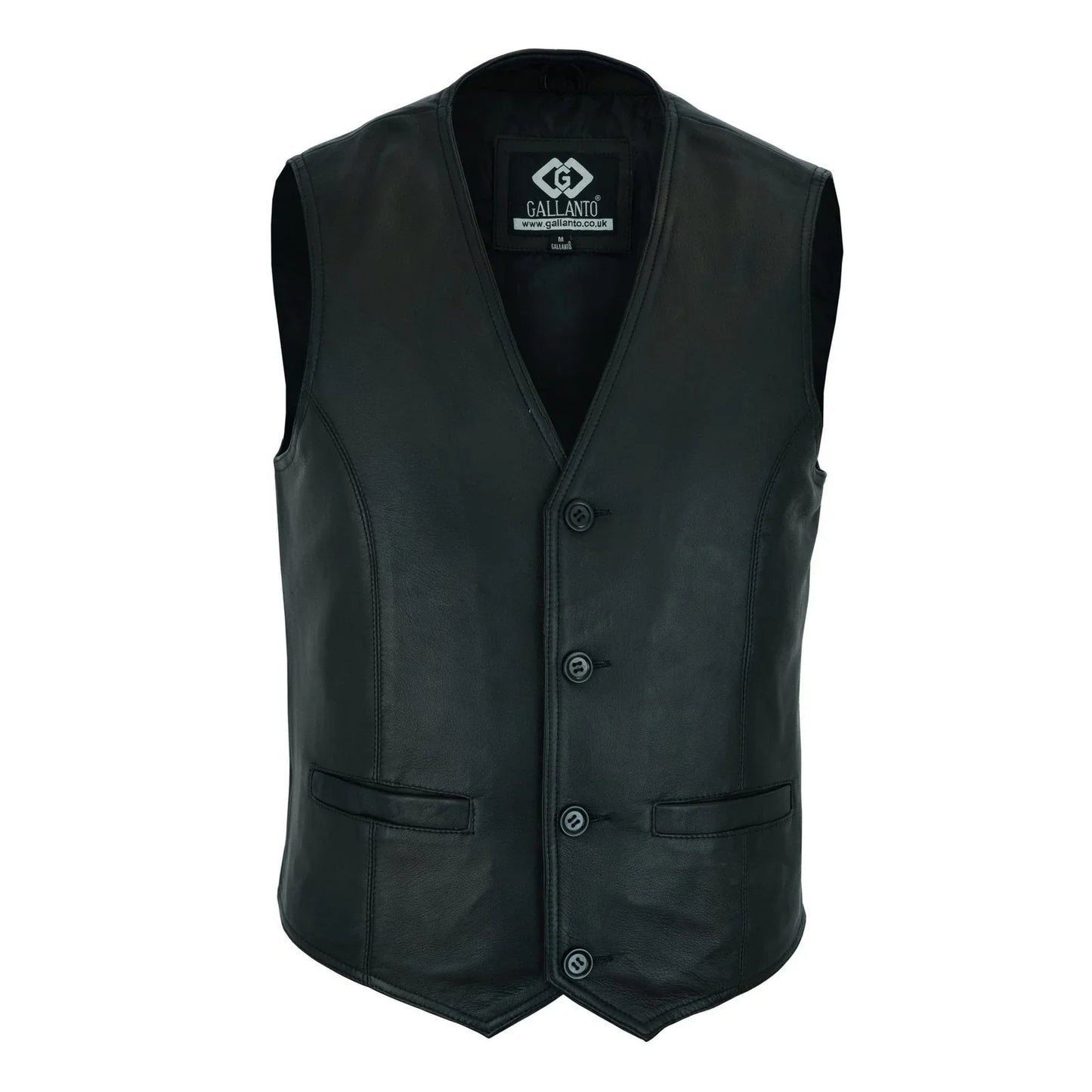 classic mens buttoned black leather waistcoat vest -