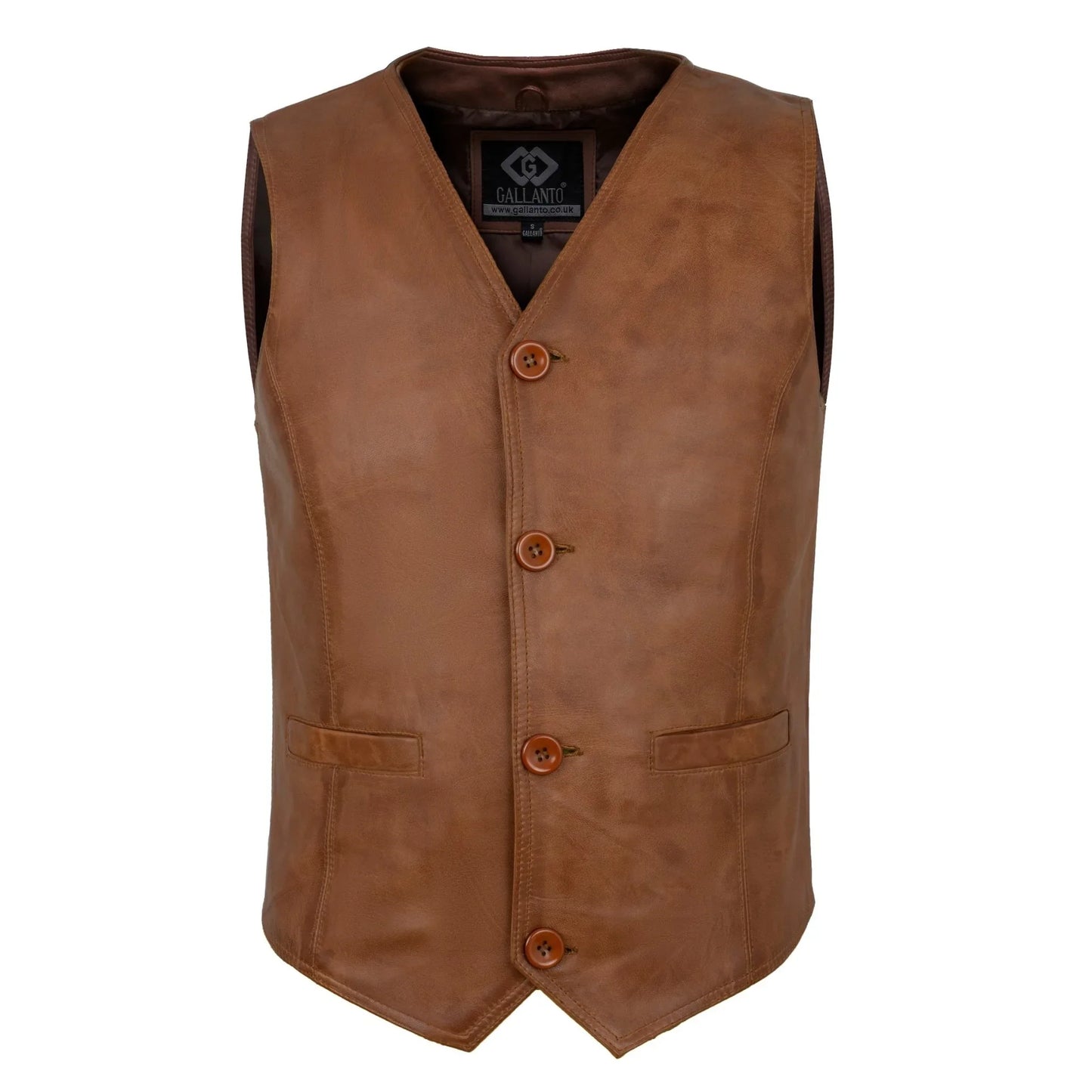 classic mens buttoned black leather waistcoat vest -
