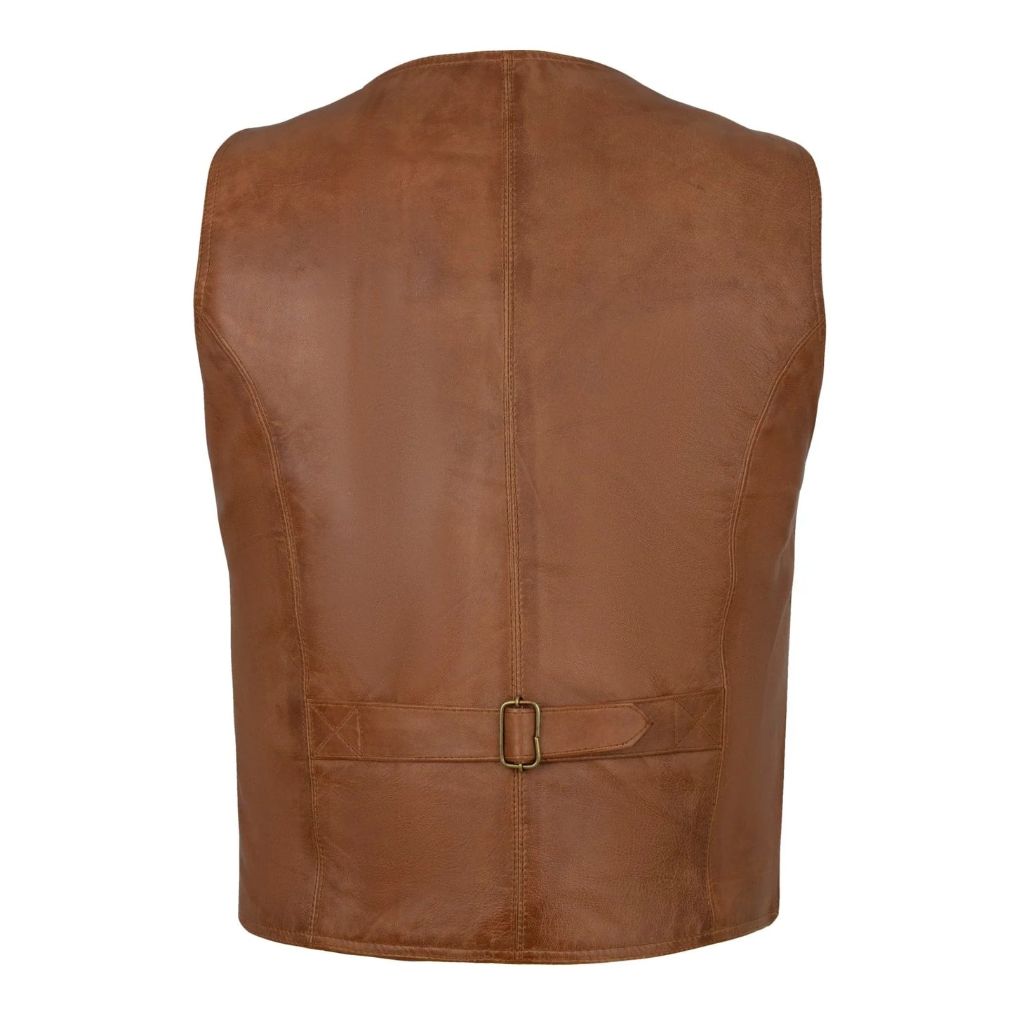 classic mens buttoned black leather waistcoat vest -