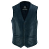 Classic Mens Buttoned Leather Waistcoat Biker Vest in Black, Brown, Tan or Blue -