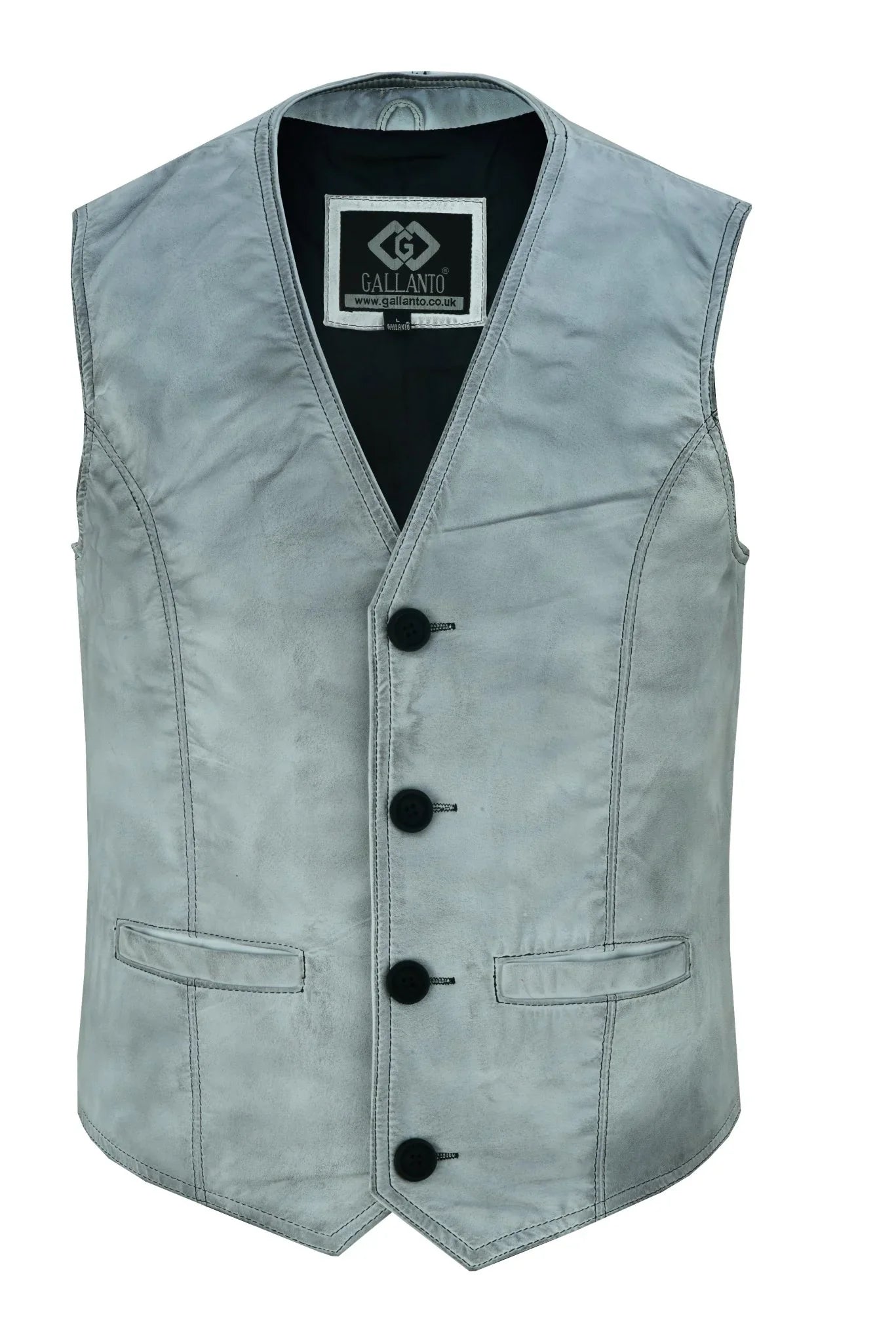 classic mens buttoned leather waistcoat biker vest in black, brown, tan or blue -